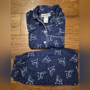 NEW Pajama Mania Penguin Flannel Cotton PJ Set Women's Sz XS